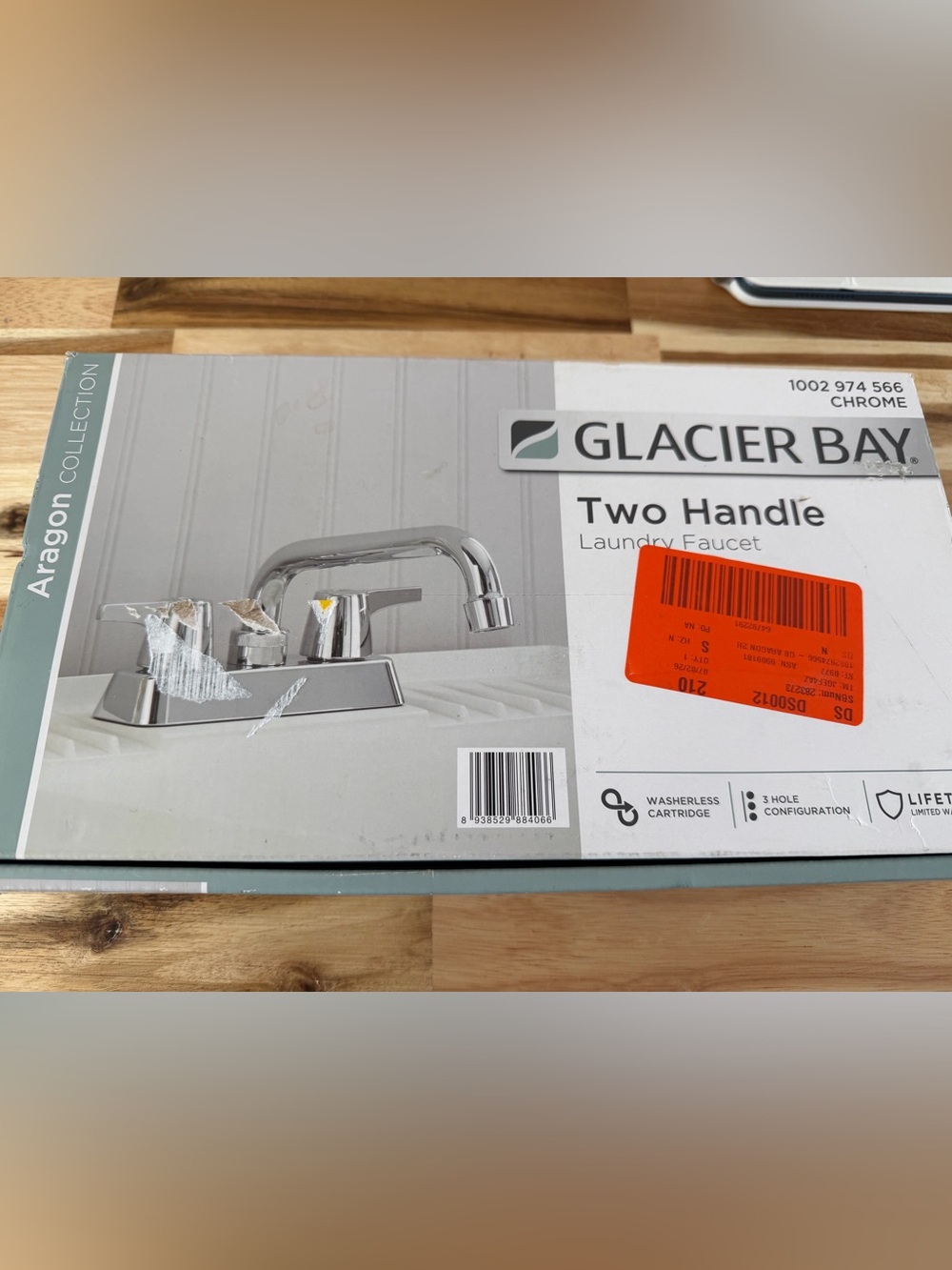 New Glacier Bay Aragon Two-Handle Chrome Laundry Faucet